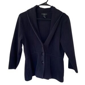 Alfani Women's Black Jacket Sweater Knit Blazer SZ L‎ Work Wear Elegant